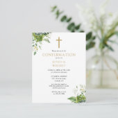 Grüne Monogramm Bestätigung Einladung Postkarte (Stehend Vorderseite)