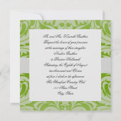 Grüne Monogramm-Damast Einladung zur Hochzeit (Rückseite)