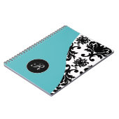 Grüne Monogramm-Damast-Notizbuch-Zeitschrift Notizblock (Linke Seite)