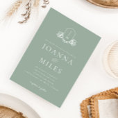 Grüne Monogramm des botanischen Wappen Einladung