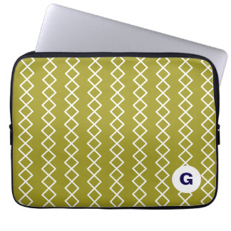 Grüne Monogramm-Geometrie-Laptop-Hülle Laptopschutzhülle
