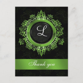 grüne monogramm Hochzeit danke Postkarte