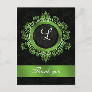 grüne monogramm Hochzeit danke Postkarte