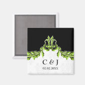 Grüne Monogramm Hochzeit speichern Sie die Dattelm Magnet (Vorderseite/Rückseite)