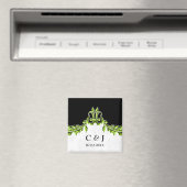Grüne Monogramm Hochzeit speichern Sie die Dattelm Magnet (In Situ (Geschirrspüler))