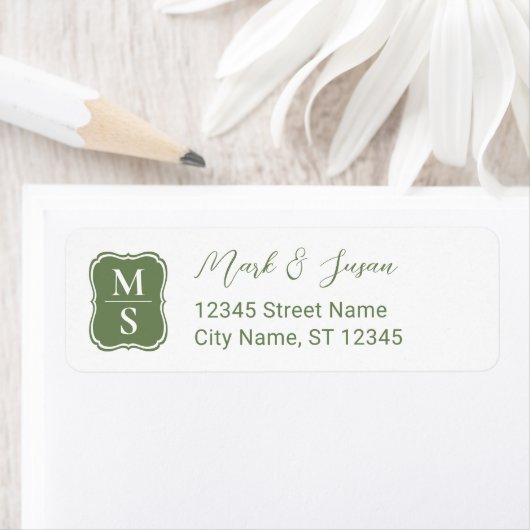Grüne Monogramm-Hochzeitsadresse (Insitu)