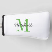 Grüne Monogramm, Initial und Name Personalisiert Golf Headcover (Vorderseite)