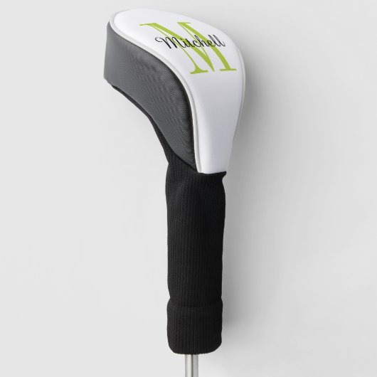 Grüne Monogramm, Initial und Name Personalisiert Golf Headcover (angewinkelt)