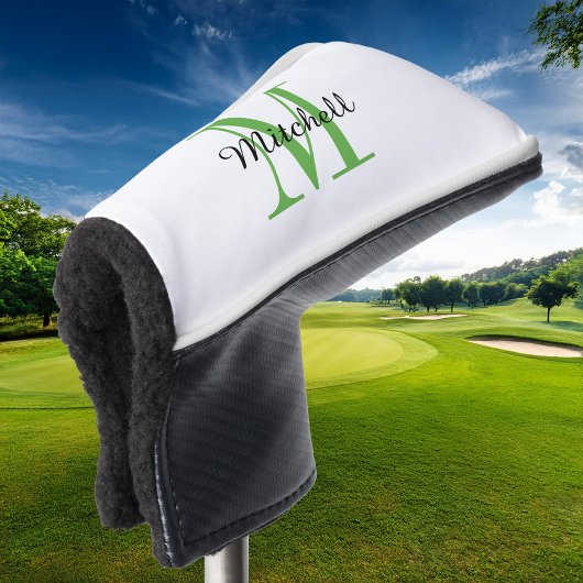 Grüne Monogramm, Initial und Name Personalisiert Golf Headcover