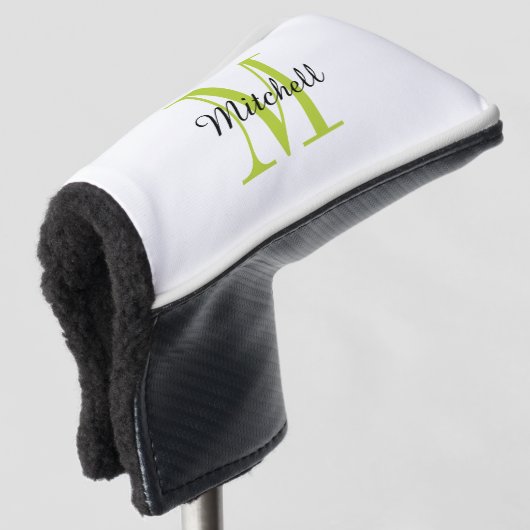 Grüne Monogramm, Initial und Name Personalisiert Golf Headcover (3/4 Vorderseite)