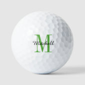 Grüne Monogramm, Initial und Name Personalisiert Golfball (Vorderseite)