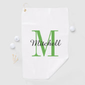 Grüne Monogramm, Initial und Name Personalisiert Golfhandtuch (Insitu)