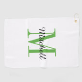 Grüne Monogramm, Initial und Name Personalisiert Golfhandtuch (Horizontal)