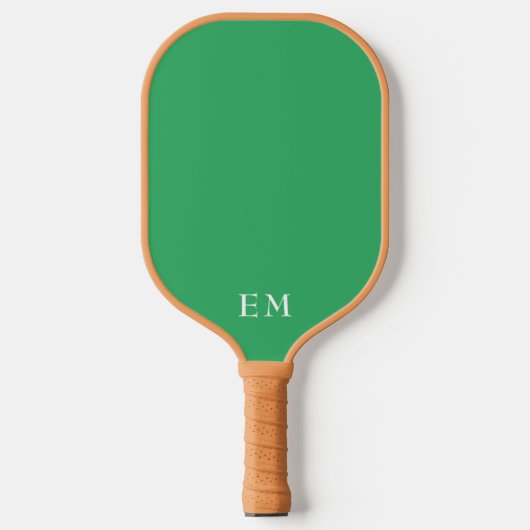 Grüne Monogramm-Initialen Pickleball Schläger (Vorderseite)
