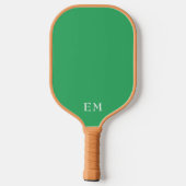 Grüne Monogramm-Initialen Pickleball Schläger (Rückseite)