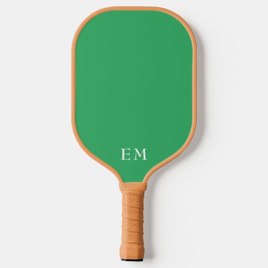 Grüne Monogramm-Initialen Pickleball Schläger (Rückseite)