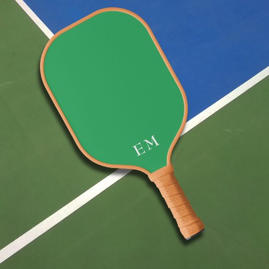 Grüne Monogramm-Initialen Pickleball Schläger