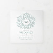 Grüne monogramm Kunstgeschichte Widding Tri-Fo Dreifach-gefaltete Programmkarte (Cover)