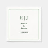Grüne Monogramm Minimal Elegante Moderne Hochzeit Serviette (Vorderseite)