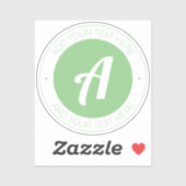 Grüne Monogramm oder Logo hinzufügen | transparent Aufkleber (Blatt)