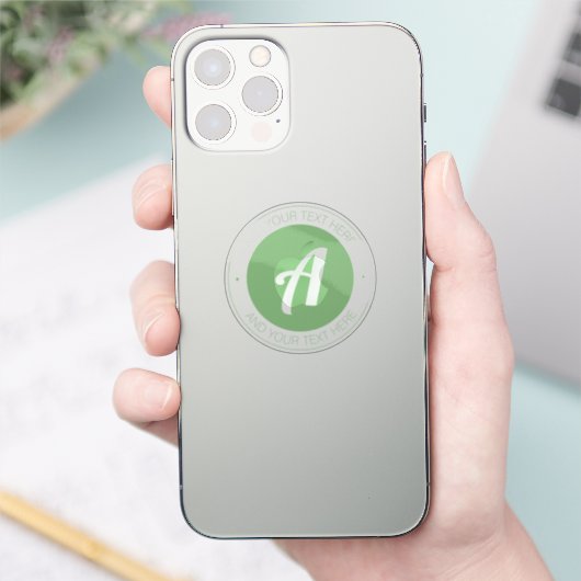 Grüne Monogramm oder Logo hinzufügen | transparent Aufkleber (Telefon)
