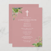 Grüne Monogramm rosa Bestätigung Einladung Postkarte (Vorne/Hinten)