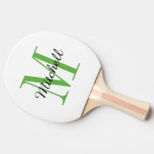 Grüne Monogramm und Name Personalisiert Tischtennis Schläger (Seitenansicht)