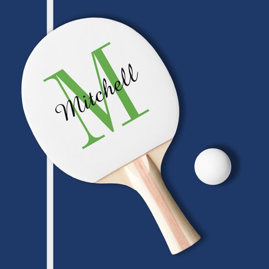 Grüne Monogramm und Name Personalisiert Tischtennis Schläger