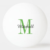 Grüne Monogramm und Name Personalisiert Tischtennisball (Vorderseite)