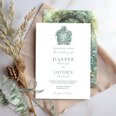Grüne Monogramm Zeitlose Eleganfarbene Hochzeit Einladung