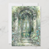 Grüne Monogramm Zeitlose Eleganfarbene Hochzeit Einladung (Rückseite)