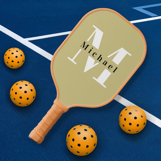 Grüne Monogrammbezeichnung + Anfangsbuchstaben Pickleball Schläger