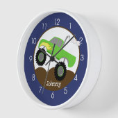 Grüne Monster Lkw Navy Blue Border Kids Uhr (Winkel)