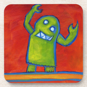Grüne Monster-Roboter-Untersetzer Getränkeuntersetzer