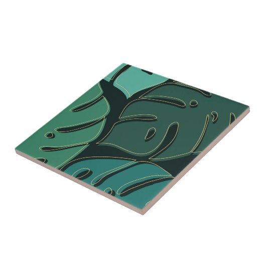 Grüne Monstera-Blätter Fliese (Seite)