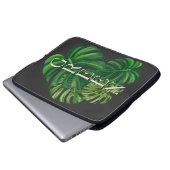 Grüne Monstera-Blätter Laptopschutzhülle (Vorne Knopf)