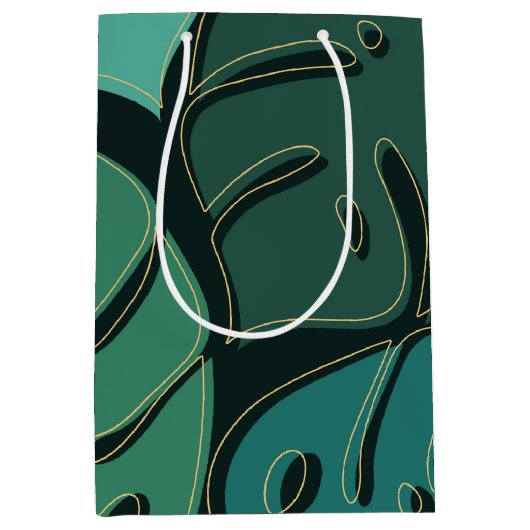 Grüne Monstera-Blätter Mittlere Geschenktüte (Vorderseite)