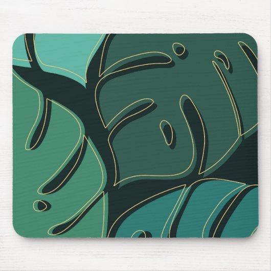 Grüne Monstera-Blätter Mousepad (Vorne)