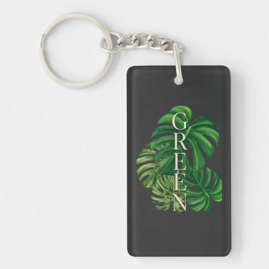 Grüne Monstera-Blätter Schlüsselanhänger (Vorderseite)