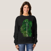 Grüne Monstera-Blätter Sweatshirt (Vorne ganz)