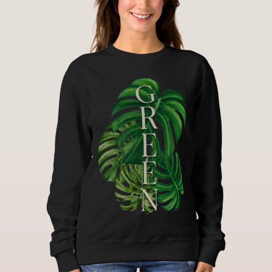 Grüne Monstera-Blätter Sweatshirt (Vorderseite)