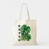 Grüne Monstera-Blätter Tragetasche (Rückseite)