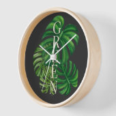 Grüne Monstera-Blätter Uhr (Winkel)