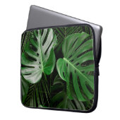 Grüne Monstera-Blätter und Blätter aus Palmen Laptopschutzhülle (Vorderseite Links)