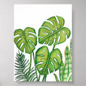 Grüne Monstera-Blätter Zeichnung Farbstift Kunst Poster (Vorne)