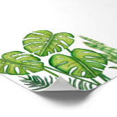 Grüne Monstera-Blätter Zeichnung Farbstift Kunst Poster (Ecke)