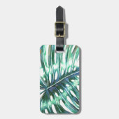 Grüne monstera Blattpalme tropisch Gepäckanhänger (Vorderseite vertikal)
