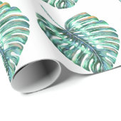 Grüne monstera Blattpalme tropisch Geschenkpapier (Rolleneckpunkt)