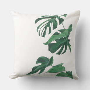 Grüne Monstera Deliciosa Blätter Wurfkissen Kissen