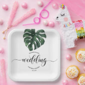 Grüne Monstera Leaf Hochzeitszeitung Tellers Pappteller (Party)